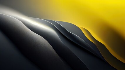 Draped metal plate with yellow color. 3D render of grey steel texture with yellow color. Industrial backdrop. Fabric material wallpaper. Clean mordern chrome background.