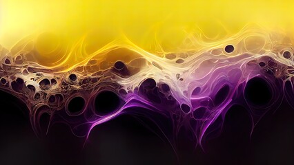 Dark yellow and purple liquid paint wallpaper. Colorful, bright smooth flowing backdrop.