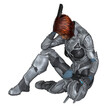 © Algol - Future Soldier, Black Female with Red Hair, Resting, 3d digitally rendered science fiction illustration
