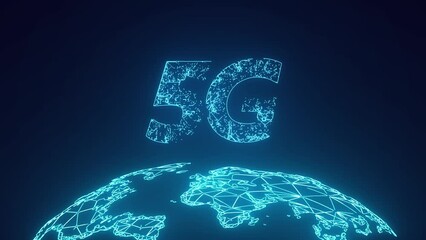 Fifth generation 5g technology over world futuristic animation
