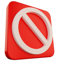 3d render of a forbidden sign not allowed on transparent background. 3D Illustration