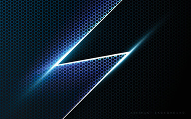 Wall Mural - textured black background with slash diagonal blue light effect
