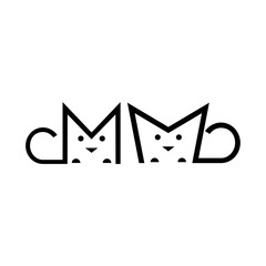 Wall Mural - cat logo with minimal letter M