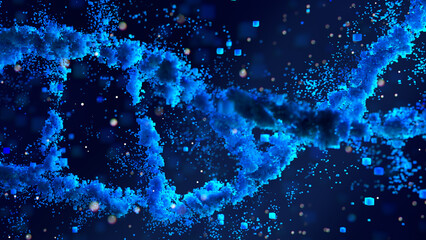 Digital abstract DNA gene helix spiral molecule structure.