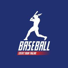 vector person swinging baseball bat for true baseball team logo