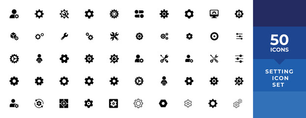 settings icon in different style vector illustration. two colored and black settings vector icons designed in filled, outline, line and stroke style can be used for web, mobile, ui