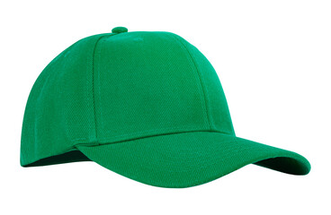 Closeup of the fashion green cap isolated on white background.