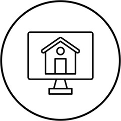 Sticker - Buy House Online Line Icon