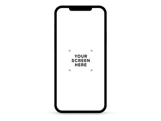 Leinwandbilder - Flat realistic high quality smartphone mockup isolated with white blank screen. Smart phone mockup collection. Device front view. 3D mobile phone with shadow on white background.