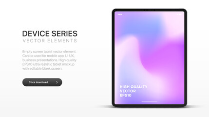 Aufkleber - 3D Tablet frame less blank screen. Empty screen device tablet mockup element. Can be used for mobile app, UI UX, business presentations. High quality EPS10 ultra realistic tablet with editable screen