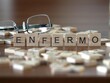© lexiconimages - enfermo palabra o concepto representado por baldosas de letras de madera sobre una mesa de madera con gafas y un libro