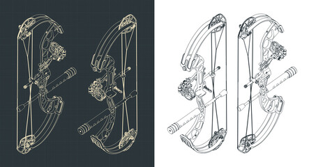 compound hunting bow isometric blueprints