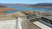 Lake Oroville Dam With Spillway