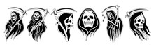 Set Of Reaper Tattoo Death Halloween Season Vector