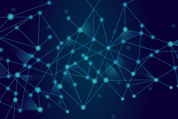 Wall Mural - network abstract connection isolated on blue background. network technology background with dots and