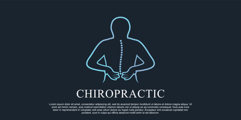 Chiropractic massage logo design illustration for spine therapy with line art style Premium Vector