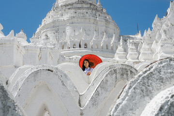 Wall Mural - Myanmar woman at Hsinbyume pagoda Manndalay Myanmar