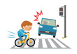 交通安全　横断歩道で信号無視をする自転車のイラスト