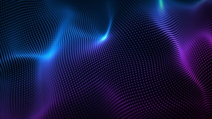 Wall Mural - abstract digital particle wave and lights background , digital particle cyber or technology backgrou
