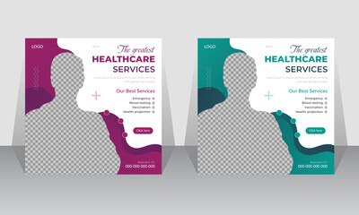  Healthcare Social media post template. promotion square web banner for hospital and clinic doctor dentist ad Abstract square advertising template