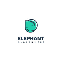 Green Elephant Logo Design With Outline