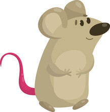 Gray Mouse With A Pink Tail