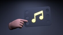 Music Note Icon. 3d Render Illustration.