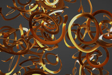 Abstract Gold Bracelet Shaped Background. Spiral Shape. 3d Rendering