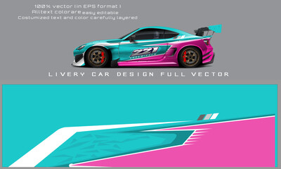 Wall Mural - car decal design vector. Graphic abstract stripe racing background kit designs for wrap vehicle, race car, rally, adventure and livery