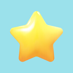 Wall Mural - Yellow stars glossy colors. Achievements for games. Customer rating feedback concept from client about employee of website. Realistic 3d design. For mobile applications. Vector illustration