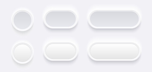 Aufkleber - White buttons for user interface, simple circle 3D modern design