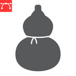 Gourd calabash glyph icon, chinese bottle and drink, calabash vector icon, vector graphics, editable stroke solid sign, eps 10.