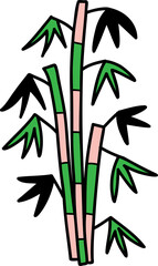  hand drawn chinese bamboo illustration on transparent background