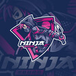 Ninja Girl Mascot Esport Logo Design Illustration For Gaming Club