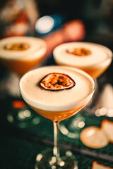 sweet and sour refreshing cocktail on the bar counter