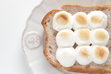 Wall Mural - Marshmallow an walnut toast for on plate 