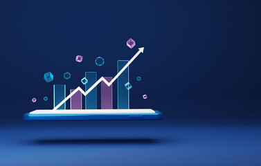 Wall Mural - Incremental graphs and arrows on smartphones.