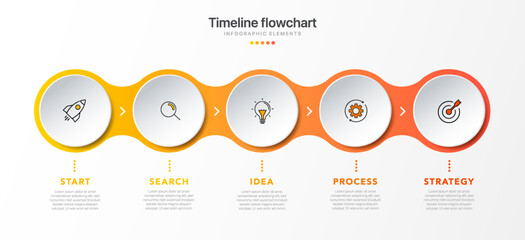 Poster - Timeline infographic design with 5 options or steps. Infographics for business concept. Can be used for presentations workflow layout, banner, process, diagram, flow chart, info graph, annual report.