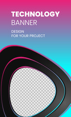 Wall Mural - modern technology banner in geometry style. futuristic hi-tech colorful background. vector illustrat