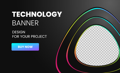 Wall Mural - modern technology banner in geometry style. futuristic hi-tech colorful background. vector illustrat