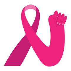 Canvas Print - breast cancer ribbon fist