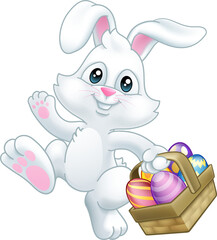 Sticker - Easter Bunny Rabbit Eggs Basket Cartoon