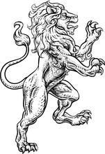 Lion Rearing Rampant Coat Of Arms Heraldic Animal