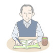 © Uchimatako - 終活ノート、エンディングノートを書くおじいさん