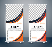 Abstract Roll Up Banner Stand Template Design