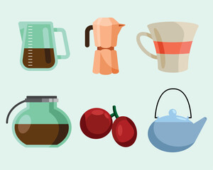 Wall Mural - six international coffee day icons