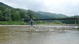 Fototapeta Tęcza - Wysychająca rzeka w dolinie Sanu. U źródła.
