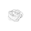 © Anastasiia - Rose continuous line drawing, tattoo, print for clothes and logo design, decorative flower silhouette single line on a white background, isolated vector illustration.