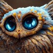 Cute owl with big eyes like diamonds 