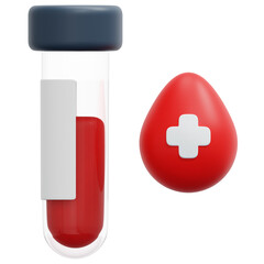 Sticker - blood test 3d render icon illustration